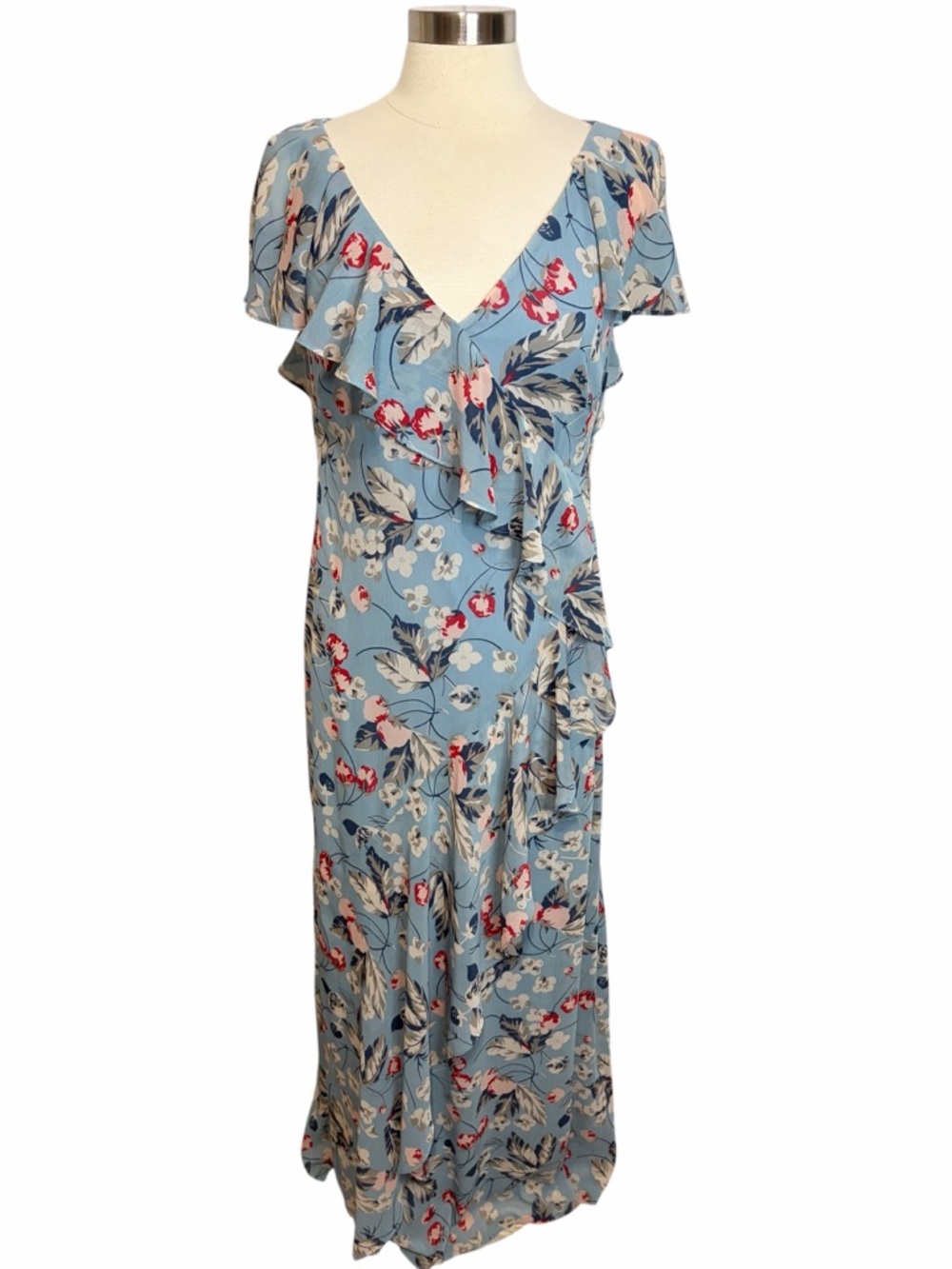 LAUREN RALPH LAUREN Black Label Floral Ruffle-Trim Georgette Gown, Size 8 - Picture 2 of 15